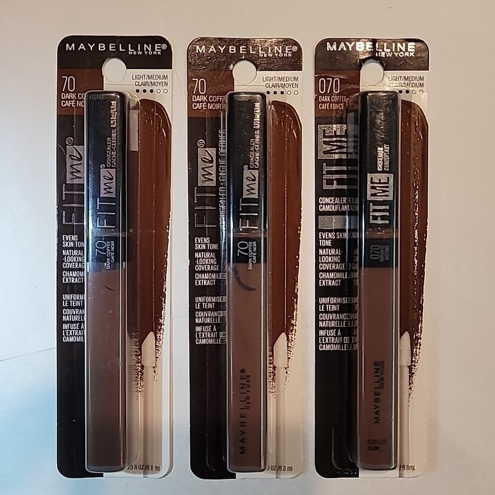 Lot of 3 | Maybelline Fit Me Liquid Concealer #70 Dark Coffee NEW Sealed Makeup‎